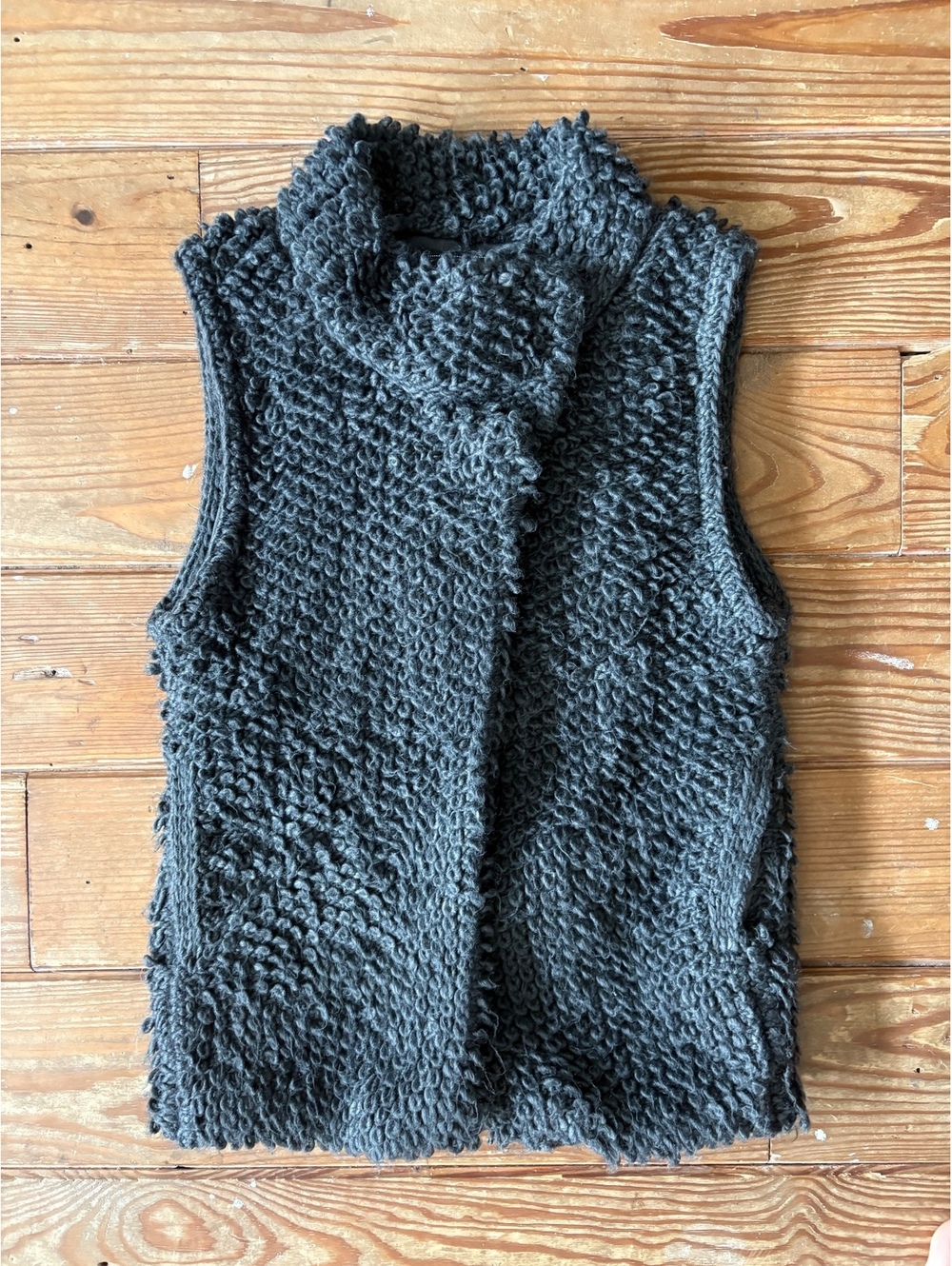Sam Edelman Teddy Sherpa Snap Front Vest Black XS Cozy Fleece High Neck